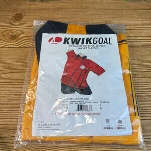 New Kwik Goal USSF Premier Referee Jersey Adult 2XL Yellow Black Short Sleeve